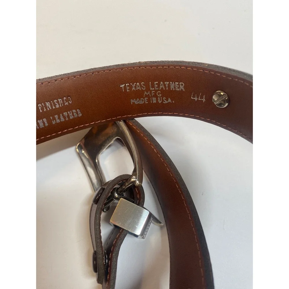 Hand Finished Leather Buffalo Nickel Belt Mens 46 Brown Western Concho Silver